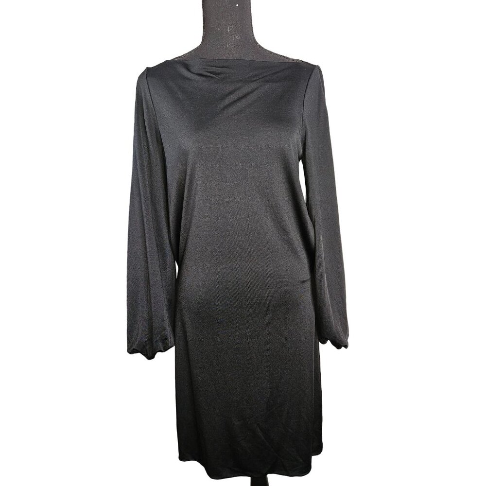 Ralph Lauren Black Label Silk Blend Black Sheath Dress Women Size Medium